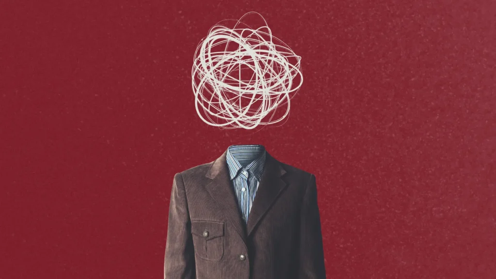 człowiek z bazgrołami na głowie post blogowy