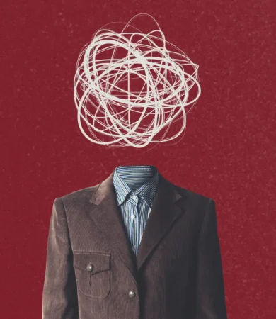 człowiek z bazgrołami na głowie post blogowy